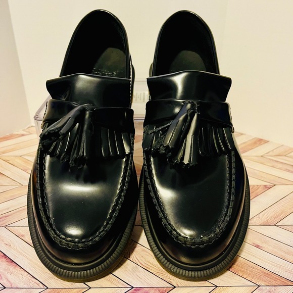 Dr Martens Adrian Smooth Leather Tassel M 5 L 6 Loafers Black Academia Business - Picture 3 of 10